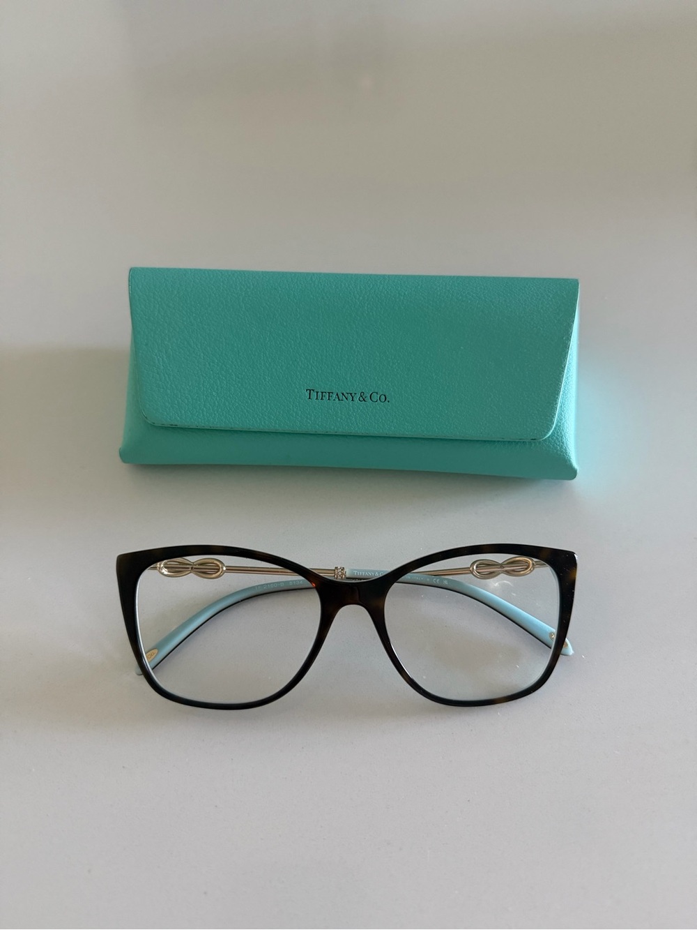 Tiffany & Co. Tortoiseshell Cat-Eye Glasses with Tiffany Blue Case